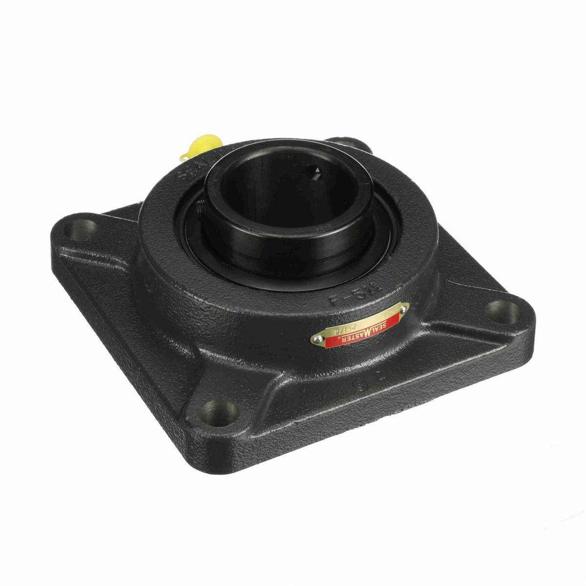Sealmaster Mounted Cast Iron Four Bolt Flange Ball Bearing - 52100 Bearing Steel, Black Oxided - Setscrew Lock - SF-36