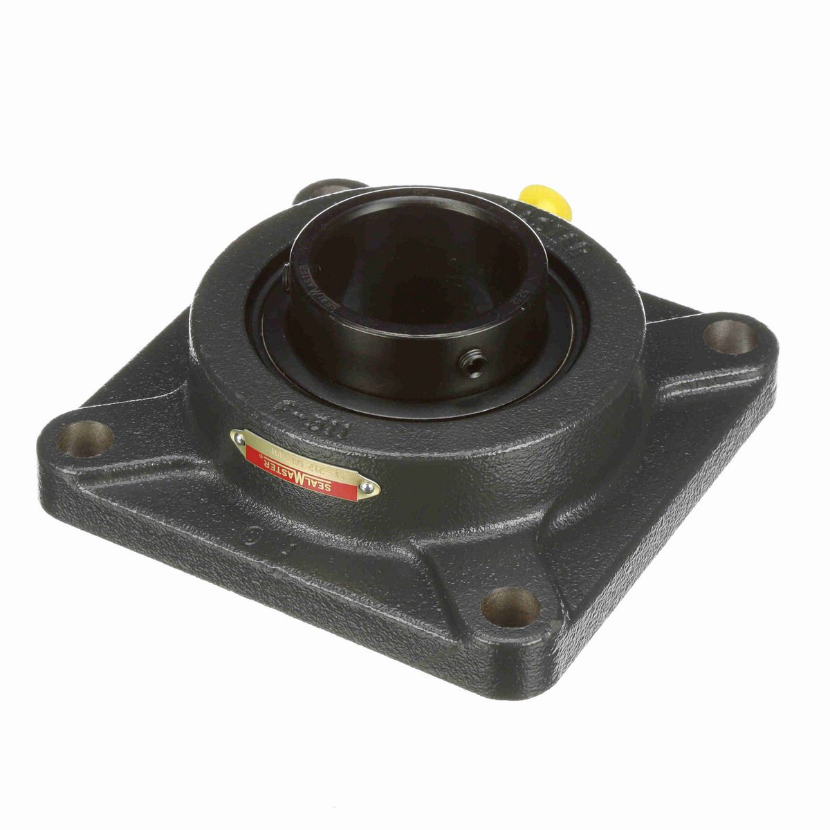 Sealmaster Mounted Cast Iron Four Bolt Flange Ball Bearing - 52100 Bearing Steel, Black Oxided - Setscrew Lock - SF-212