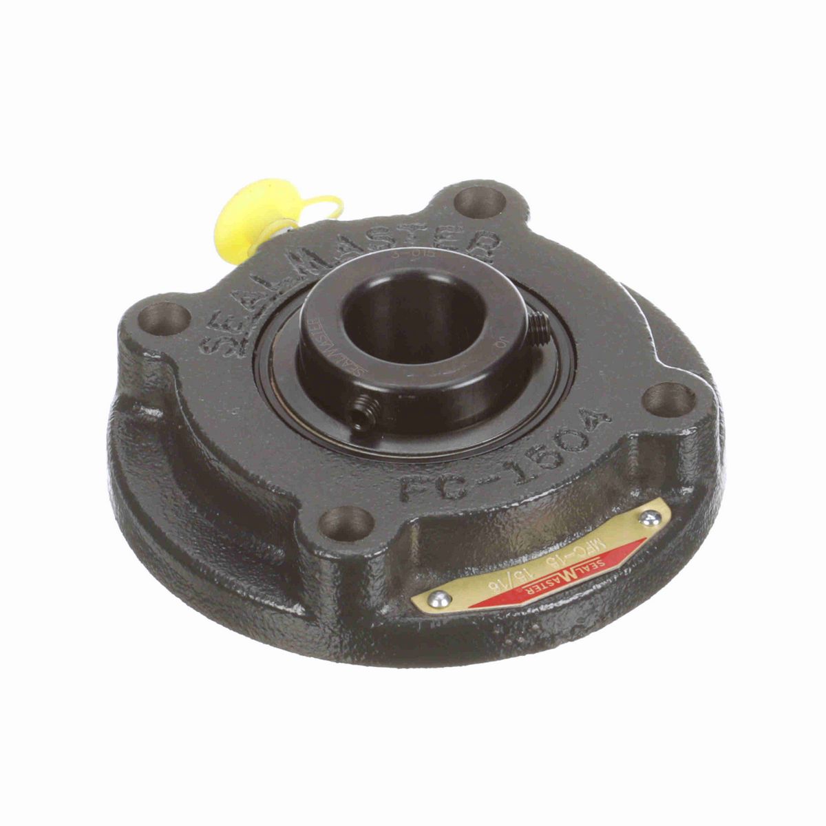 Sealmaster Mounted Cast Iron Flange Cartridge Ball Bearing - 52100 Bearing Steel, Black Oxided - Setscrew Lock - MFC-15