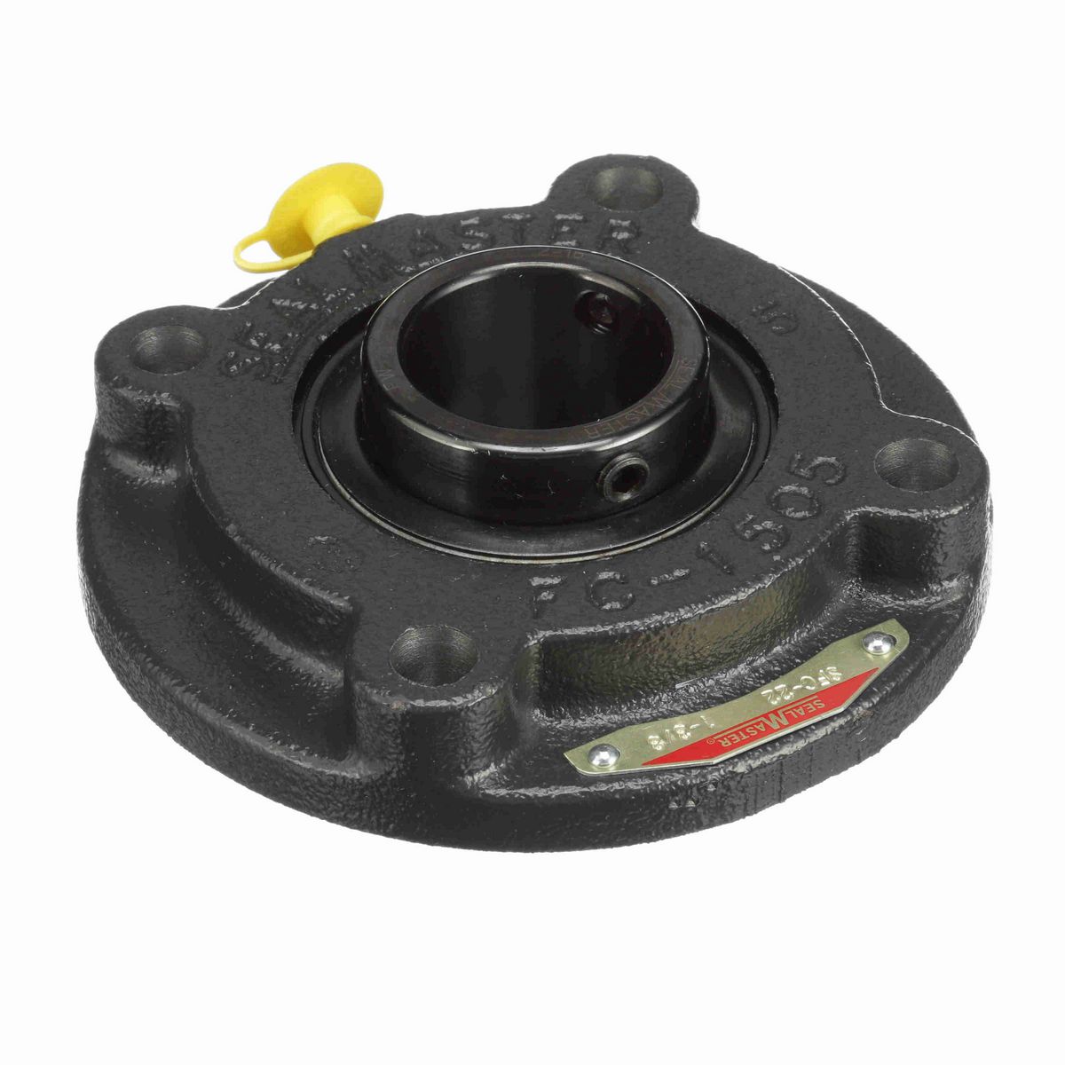 Sealmaster Mounted Cast Iron Flange Cartridge Ball Bearing - 52100 Bearing Steel, Black Oxided - Setscrew Lock - SFC-22