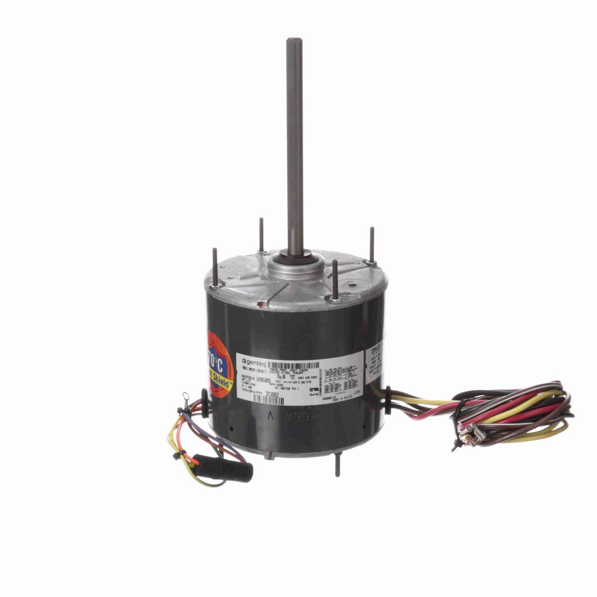Genteq Condenser Fan Motor, 1/3 HP, 1 Ph, 60/50 Hz, 208-230 V, 1625 RPM, 2 Speed, 48 Frame, CLOSEDAO - 3C002