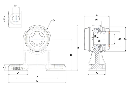 Фланцевый подшипниковый узел SNR ESPH207T04CCE