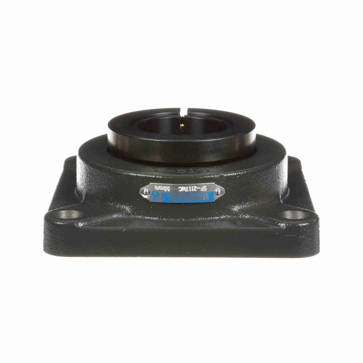 Sealmaster Mounted Cast Iron Four Bolt Flange Ball Bearing - 52100 Bearing Steel, Black Oxided - Concentric Lock - SF-211TMC