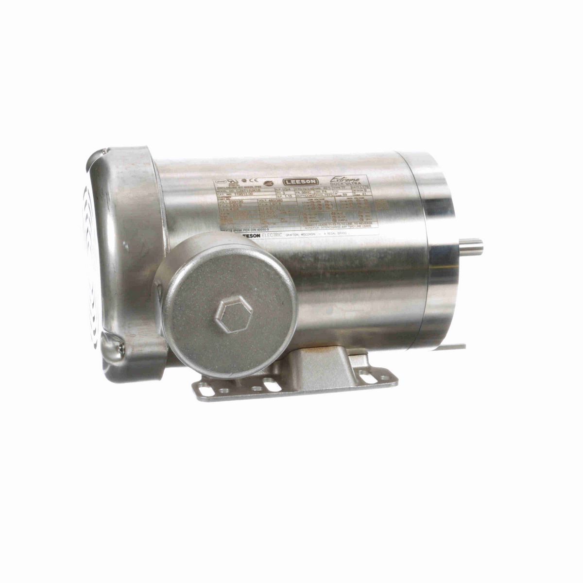 LEESON General Purpose Motor, 1 & 0.75 HP, 3 Ph, 60 & 50 Hz, 230/460 & 190/380 V, 1200 & 1000 RPM, 56HC Frame, TEFC - 119513.00