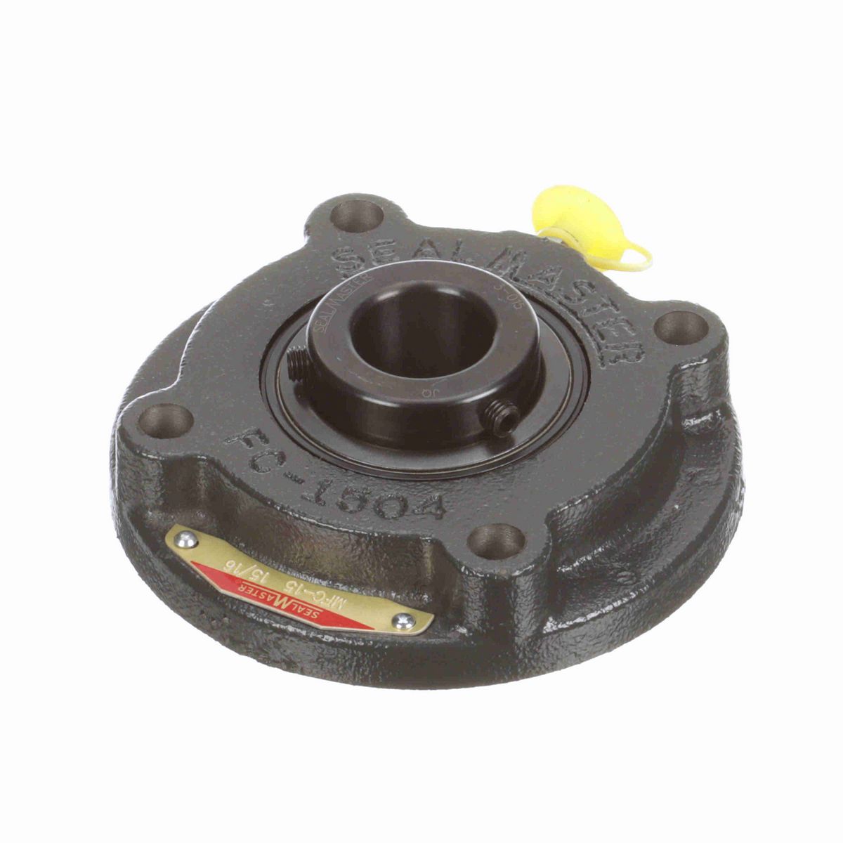 Sealmaster Mounted Cast Iron Flange Cartridge Ball Bearing - 52100 Bearing Steel, Black Oxided - Setscrew Lock - MFC-15