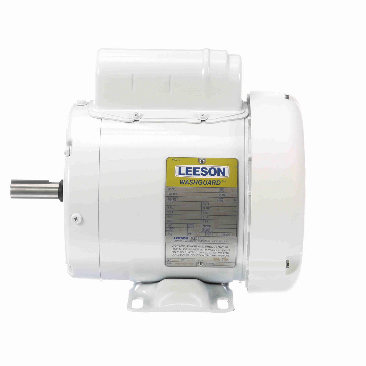 LEESON White Duck™ General Purpose Motor, 0.50 HP, 1 Ph, 60 Hz, 115/230 V, 1800 RPM, 56 Frame, TEFC - 112431.00