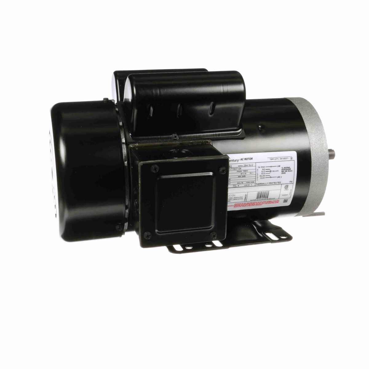 Century Auger Drive Motor, 3.0 HP, 1 Ph, 60 Hz, 230 V, 3600 RPM, Y56HC Frame, TEFC - B382