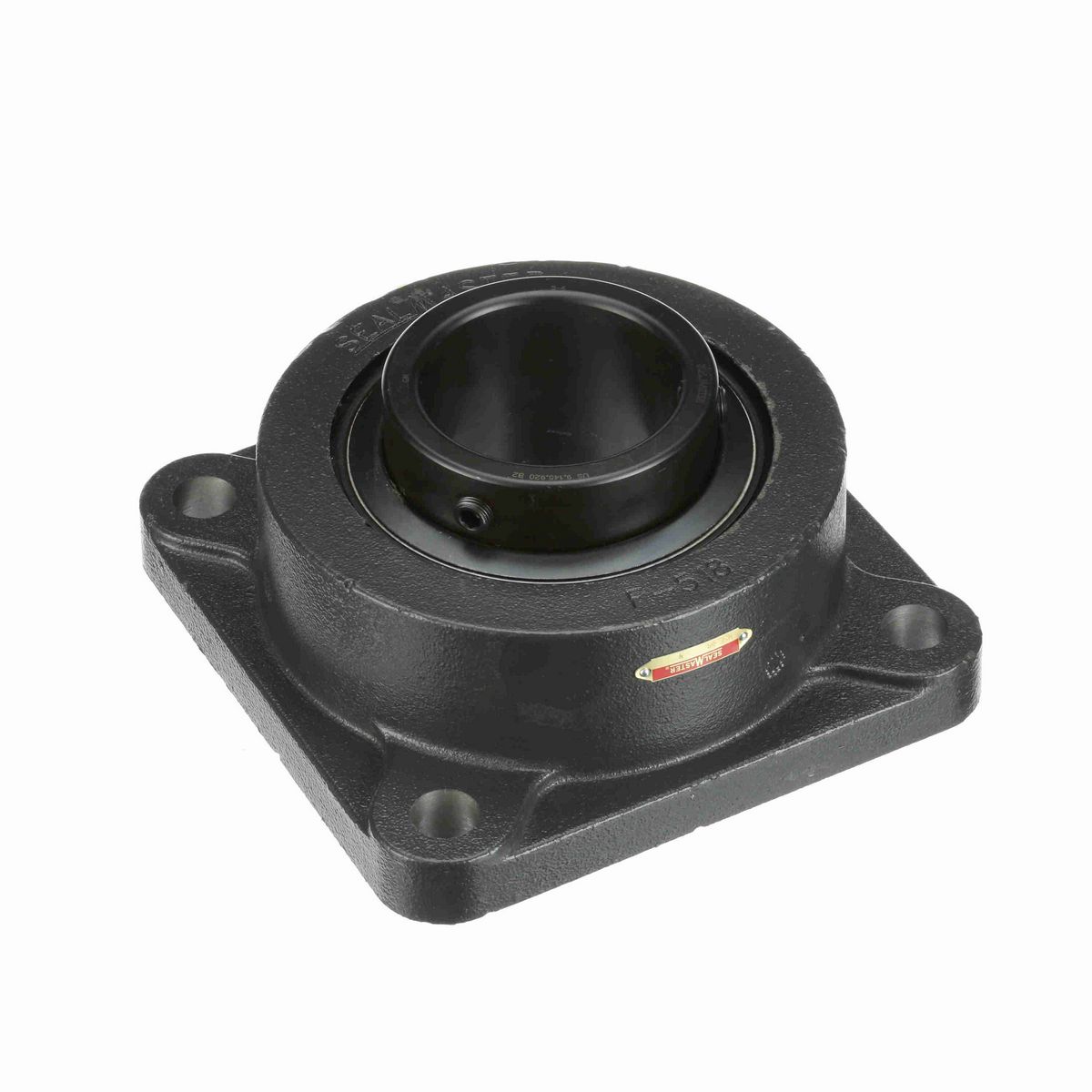 Sealmaster Mounted Cast Iron Four Bolt Flange Ball Bearing - 52100 Bearing Steel, Black Oxided - Setscrew Lock - MSF-64