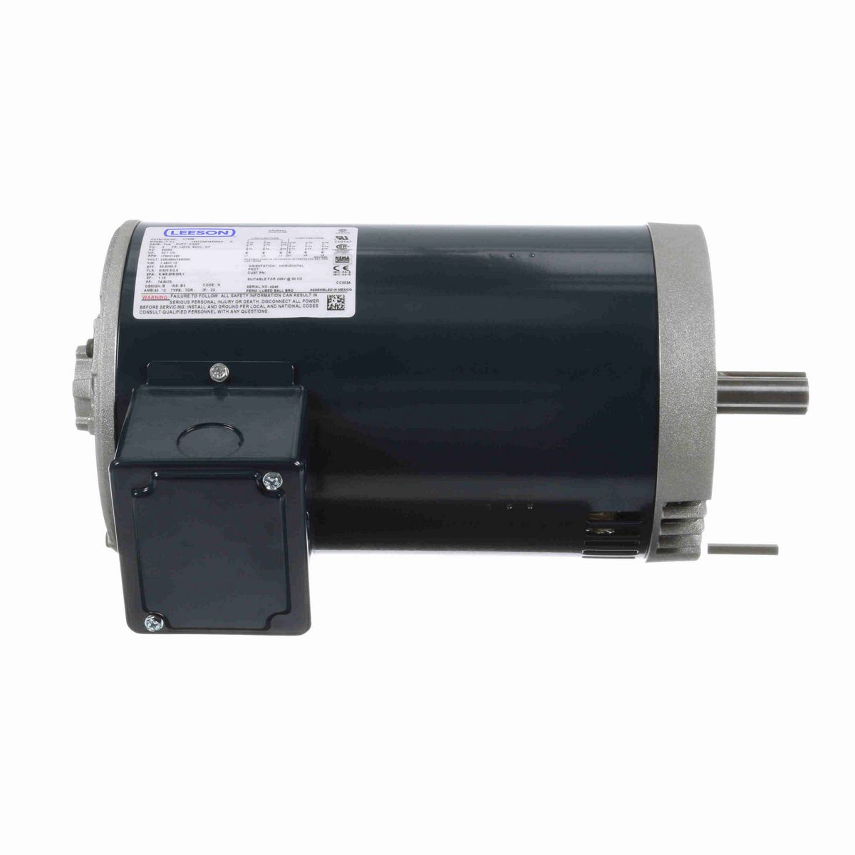 LEESON General Purpose Motor, 2 & 1.50 HP, 3 Ph, 60 & 50 Hz, 230/460 & 190/380 V, 1800 & 1500 RPM, 145TC Frame, DP - C122B