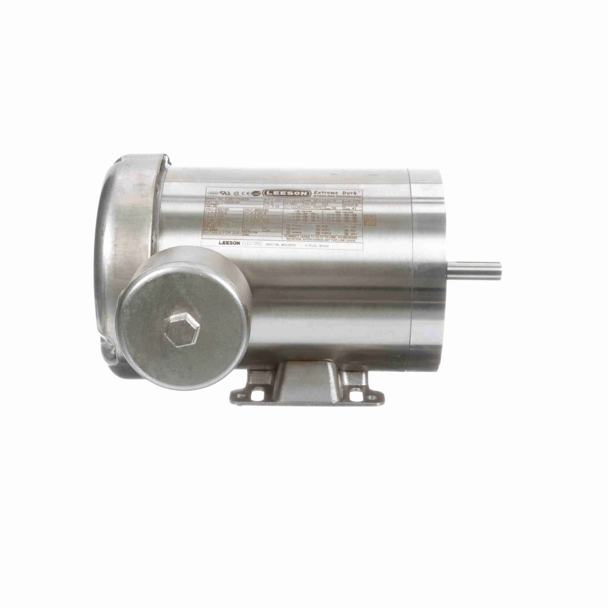 LEESON General Purpose Motor, 1.50 & 1 HP, 3 Ph, 60 & 50 Hz, 230/460 & 190/380 V, 1800 & 1500 RPM, 56C Frame, TEFC - 119528.00