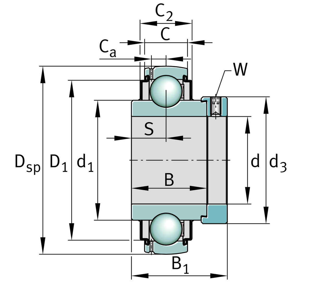 Радиальный закрепляемый шарикоподшипник INA GE90-XL-KRR-B (GE90-KRR-B)