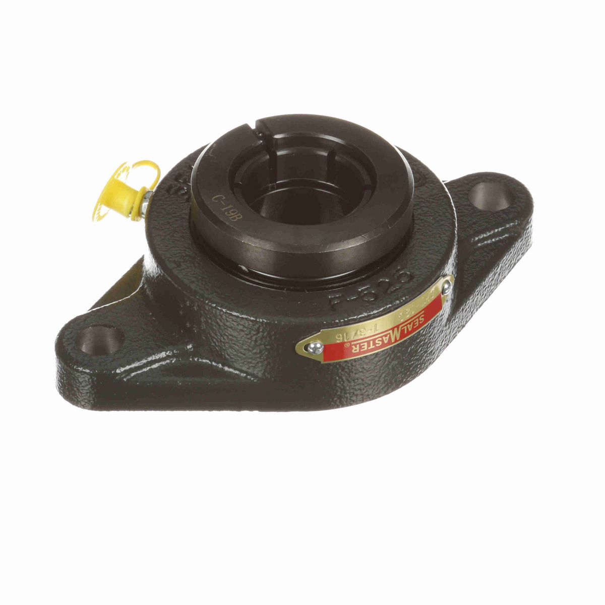 Sealmaster Mounted Cast Iron Two Bolt Flange Ball Bearing - 52100 Bearing Steel, Black Oxided - Concentric Lock - SFT-19TC