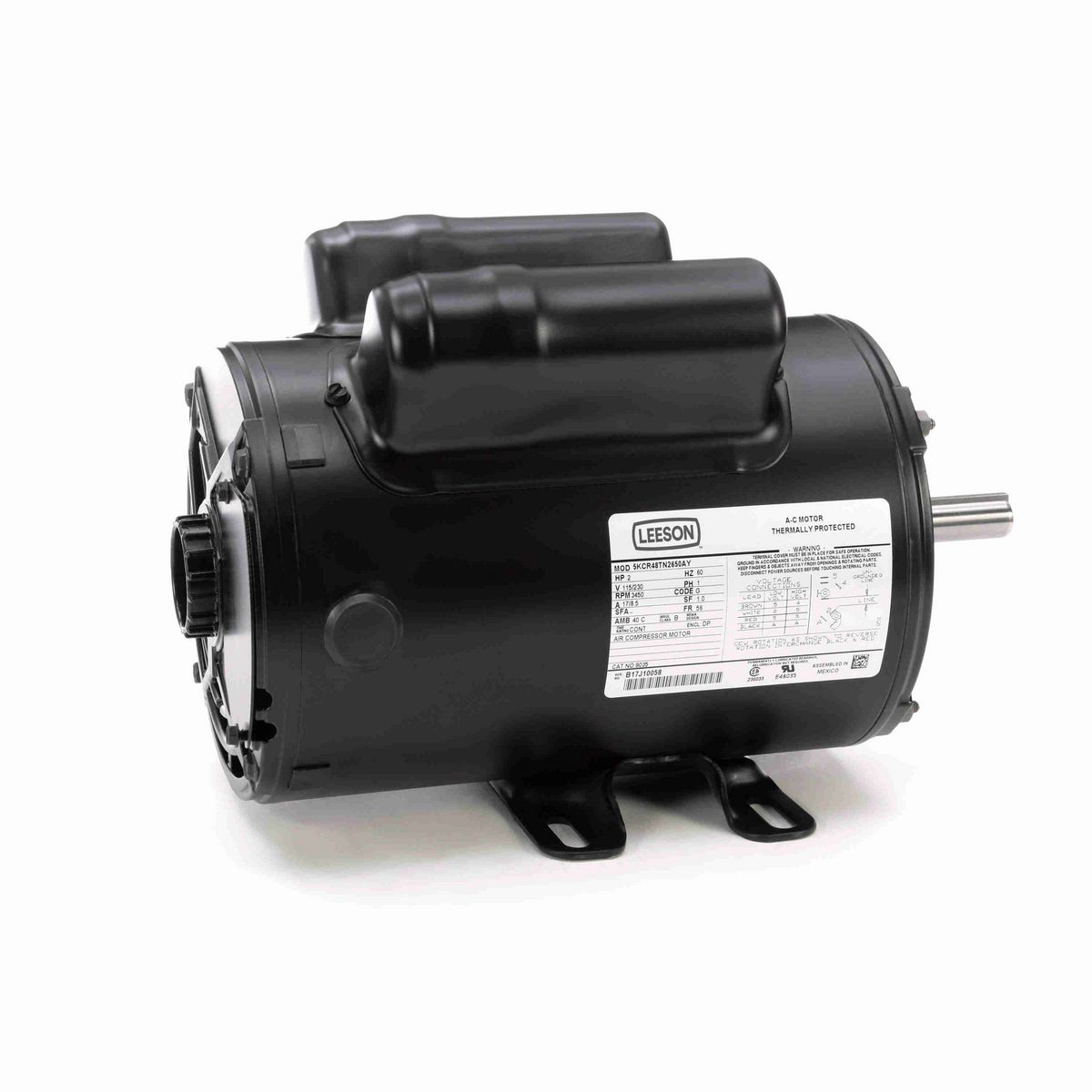 LEESON Air Compressor Motor, 2 HP, 1 Ph, 60 Hz, 115/230 V, 3600 RPM, 56 Frame, DP - 9035