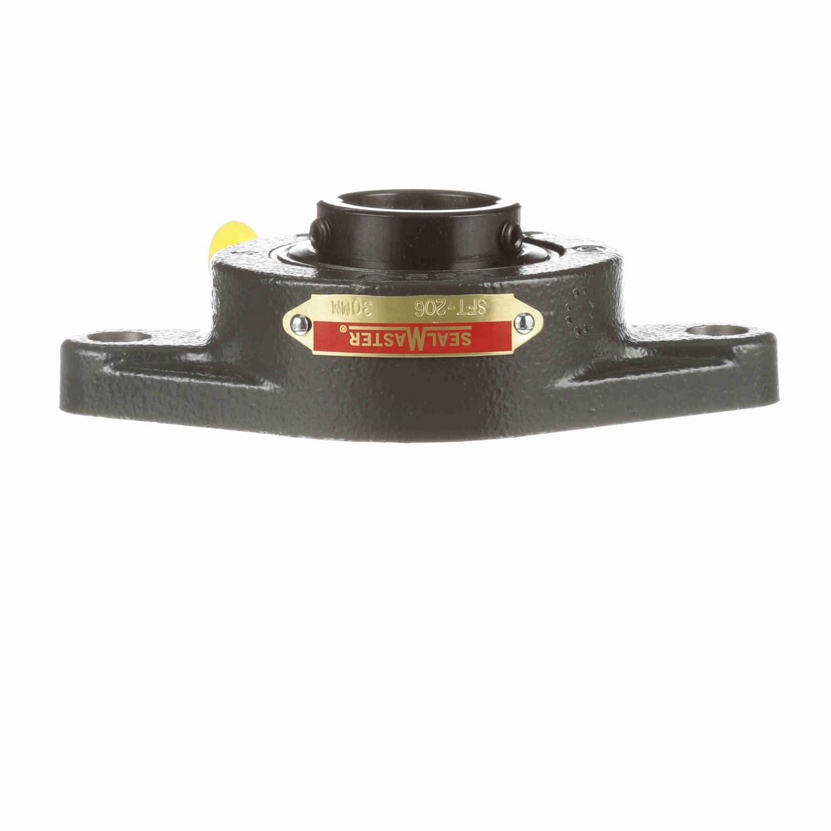 Sealmaster Mounted Cast Iron Two Bolt Flange Ball Bearing - 52100 Bearing Steel, Black Oxided - Setscrew Lock - SFT-206