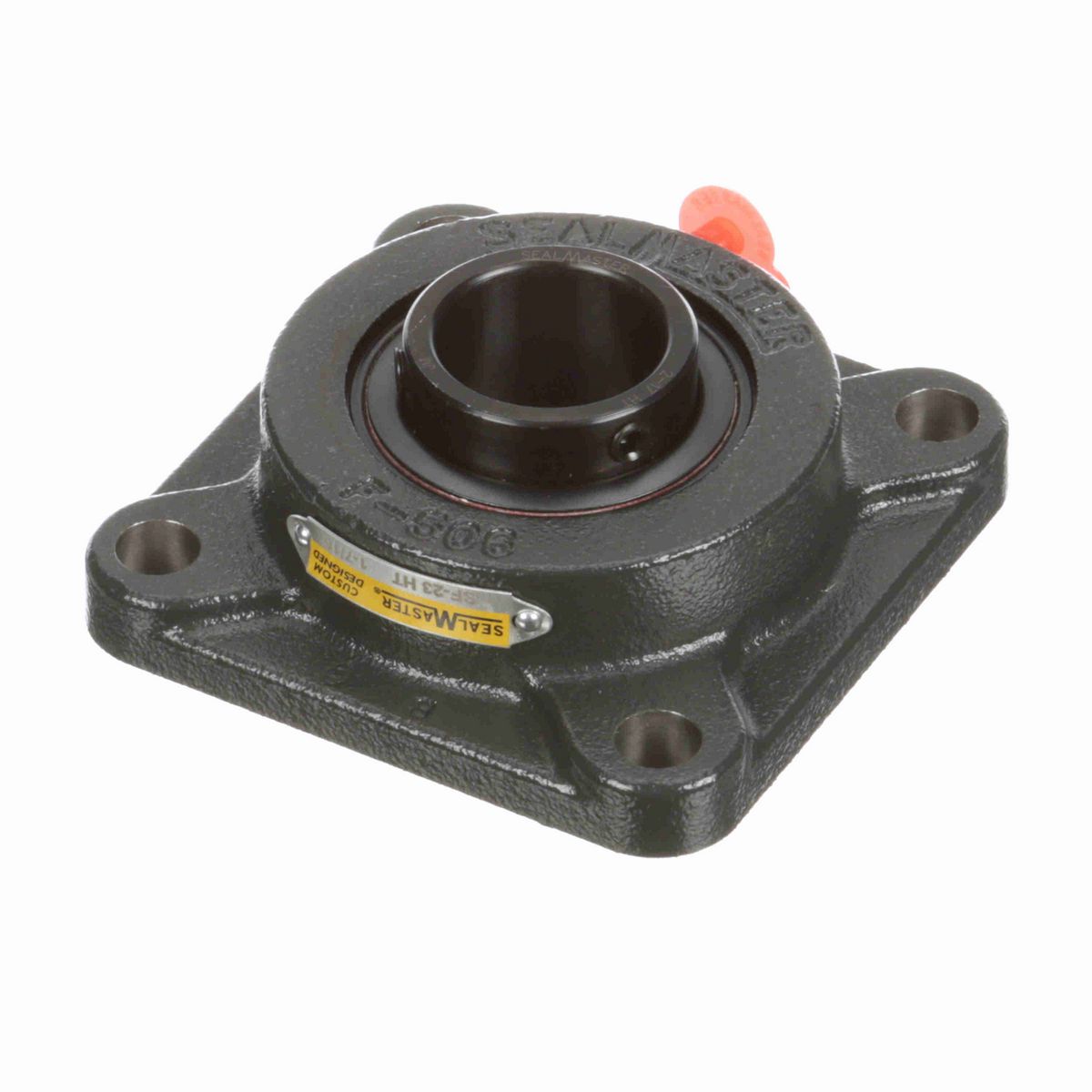 Sealmaster Mounted Cast Iron Four Bolt Flange Ball Bearing - 52100 Bearing Steel, Black Oxided - Setscrew Lock - High Temperature - SF-23 HT