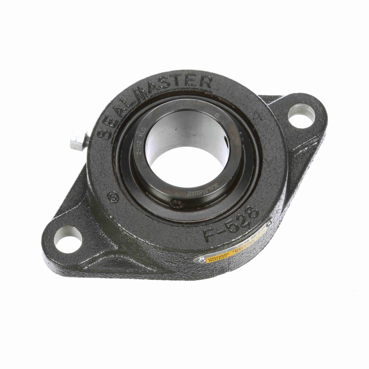 Sealmaster Mounted Cast Iron Two Bolt Flange Ball Bearing - 52100 Bearing Steel, Black Oxided - Setscrew Lock - Extra Low Drag - SFT-28 XLO