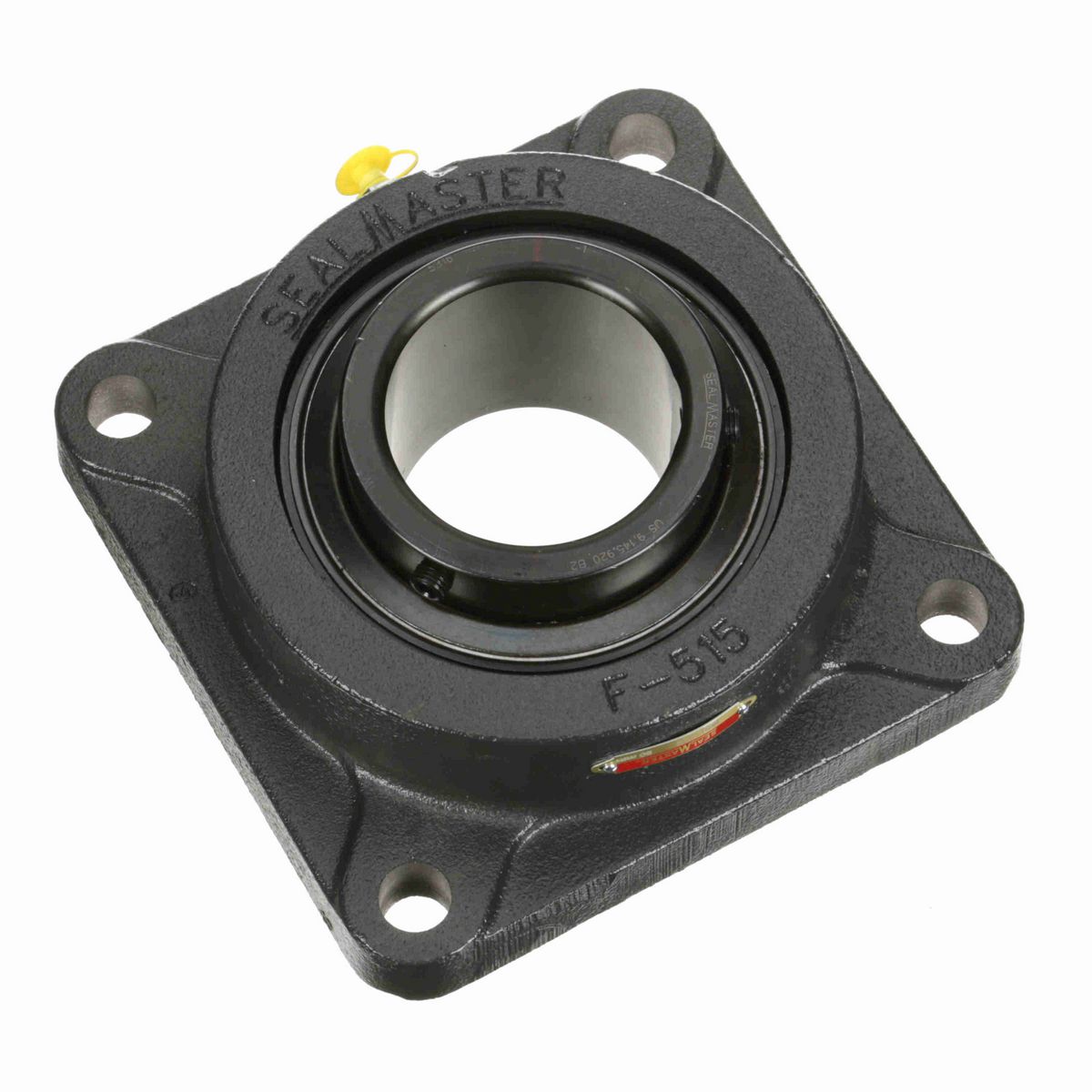 Sealmaster Mounted Cast Iron Four Bolt Flange Ball Bearing - 52100 Bearing Steel, Black Oxided - Setscrew Lock - MSF-316