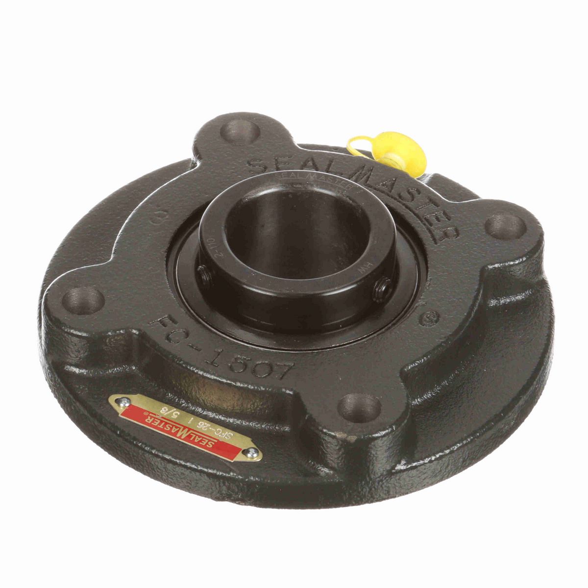 Sealmaster Mounted Cast Iron Flange Cartridge Ball Bearing - 52100 Bearing Steel, Black Oxided - Setscrew Lock - SFC-26