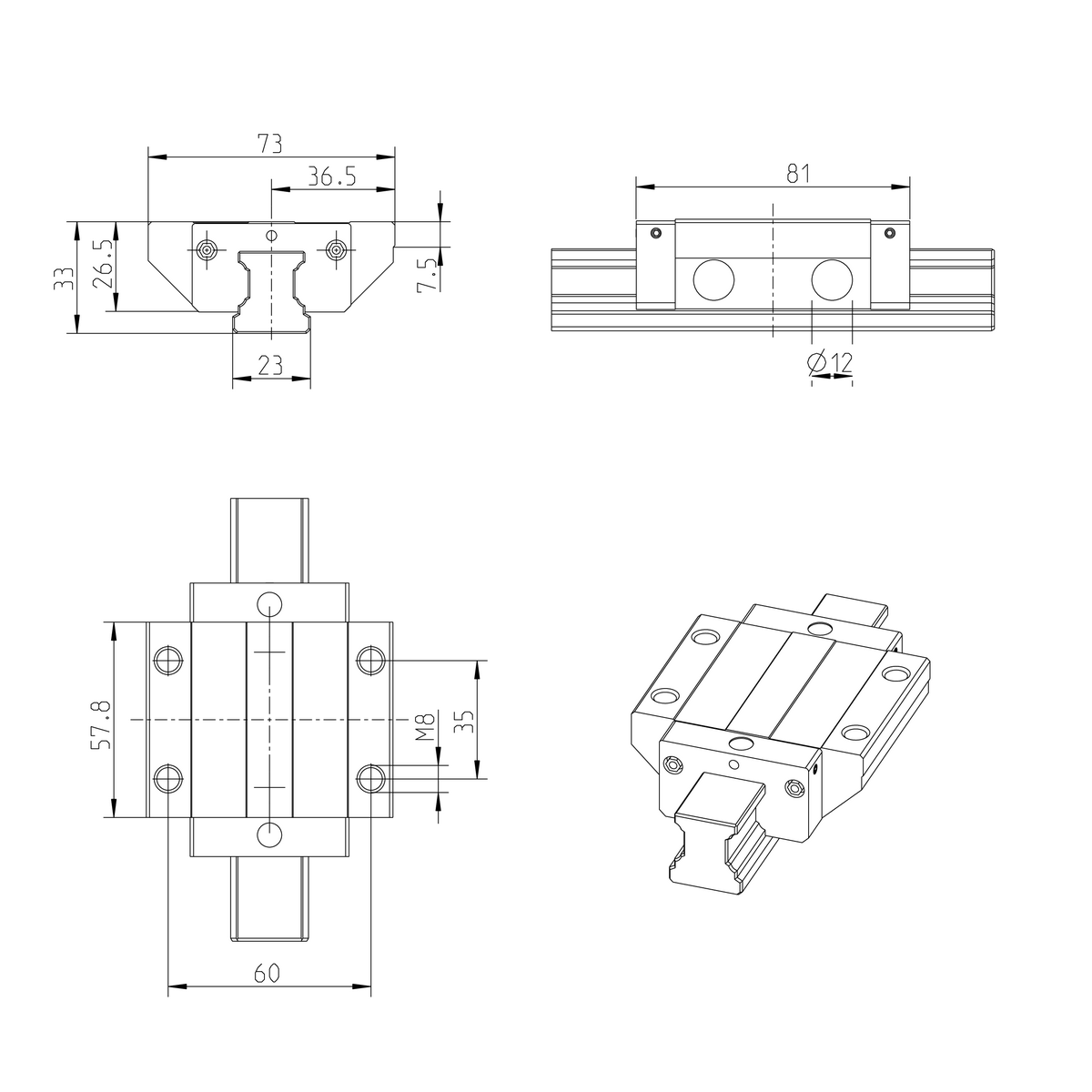 Шариковая каретка из углеродистой стали Bosch Rexroth KWC-025-FNN-C1-N-2 [R169321410]