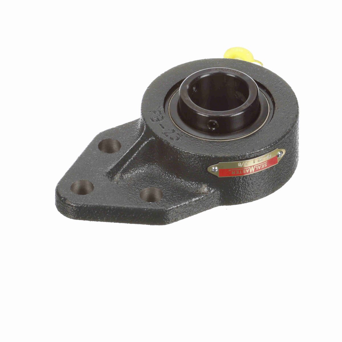 Sealmaster Mounted Cast Iron Three Bolt Flange Bracket Ball Bearing - 52100 Bearing Steel, Black Oxided - Setscrew Lock - FB-22