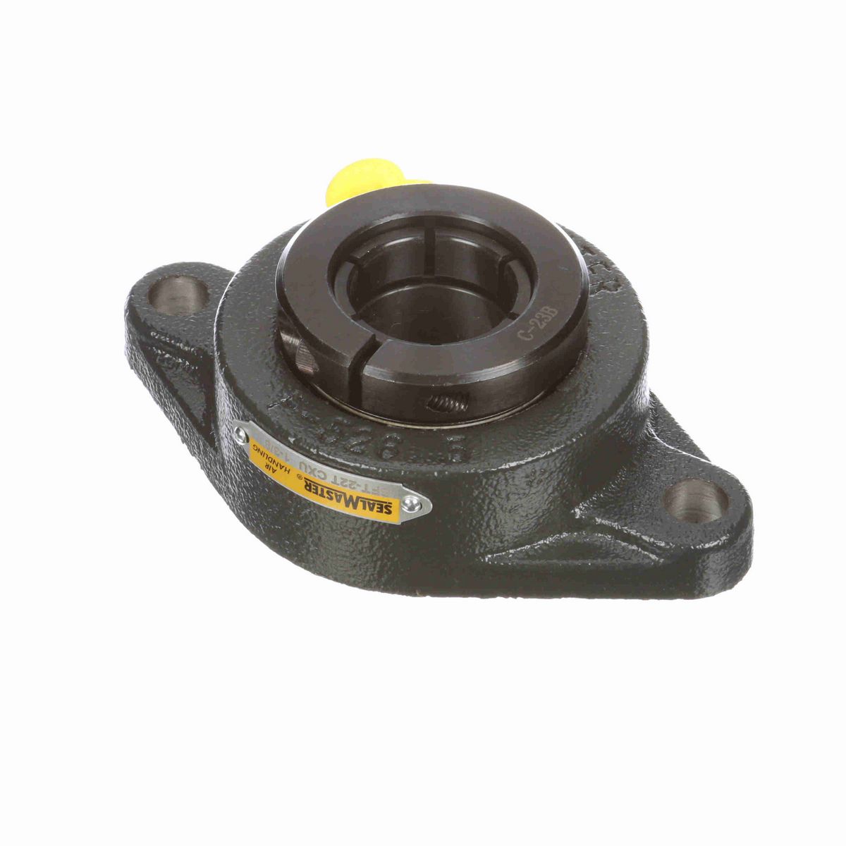 Sealmaster Mounted Cast Iron Two Bolt Flange Ball Bearing - 52100 Bearing Steel, Black Oxided - Concentric Lock - Air Handling Housing Fit, Noise Tested - SFT-22T CXU