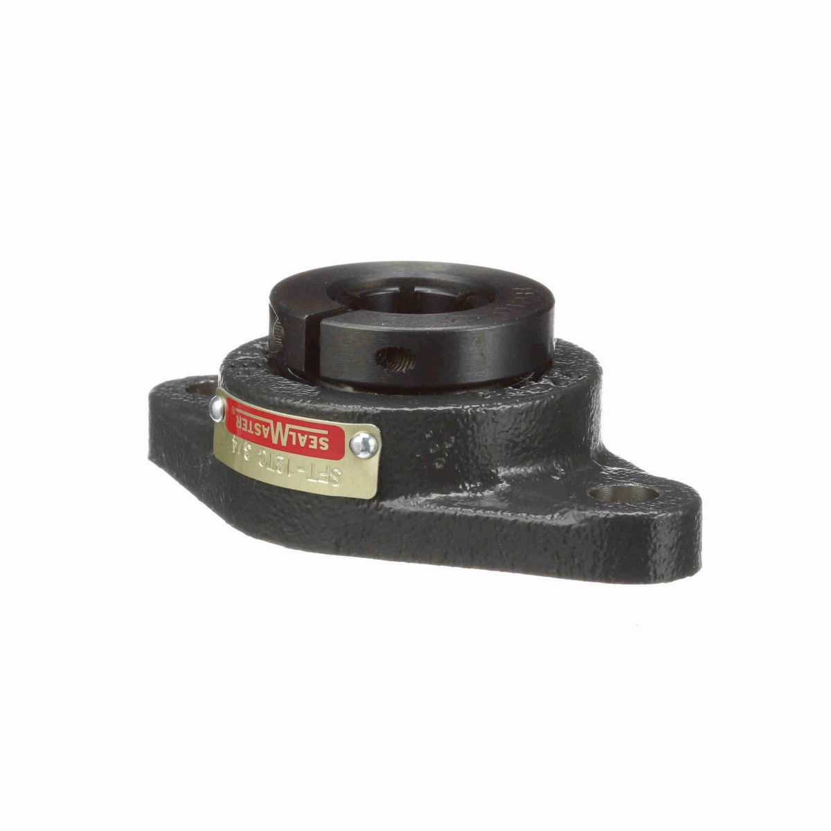 Sealmaster Mounted Cast Iron Two Bolt Flange Ball Bearing - 52100 Bearing Steel, Black Oxided - Concentric Lock - SFT-12TC