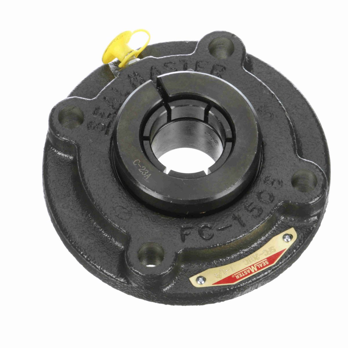 Sealmaster Mounted Cast Iron Flange Cartridge Ball Bearing - 52100 Bearing Steel, Black Oxided - Concentric Lock - SFC-20TC
