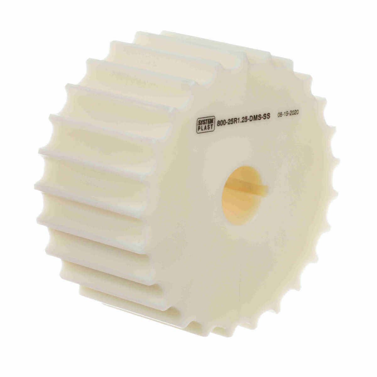 System Plast 800 Series Split Machined Sprocket with 25 Teeth, a 1-1/4in Round Shaft-Ready Bore and Setscrew - 800-25R1.25-DMS-SS