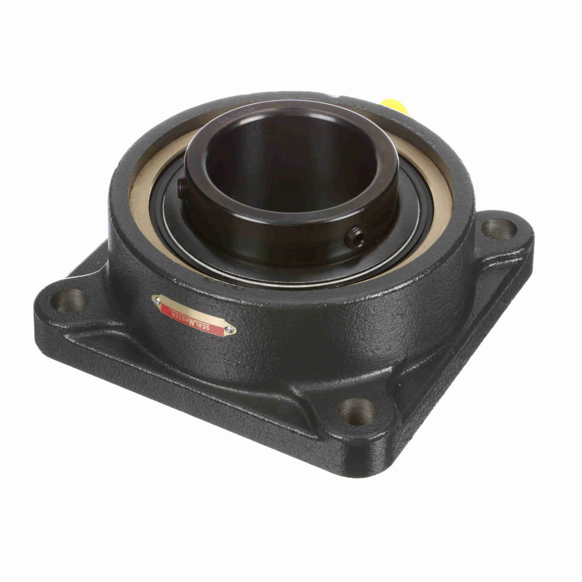 Sealmaster Mounted Cast Iron Four Bolt Flange Ball Bearing - 52100 Bearing Steel, Black Oxided - Setscrew Lock - EMSF-63