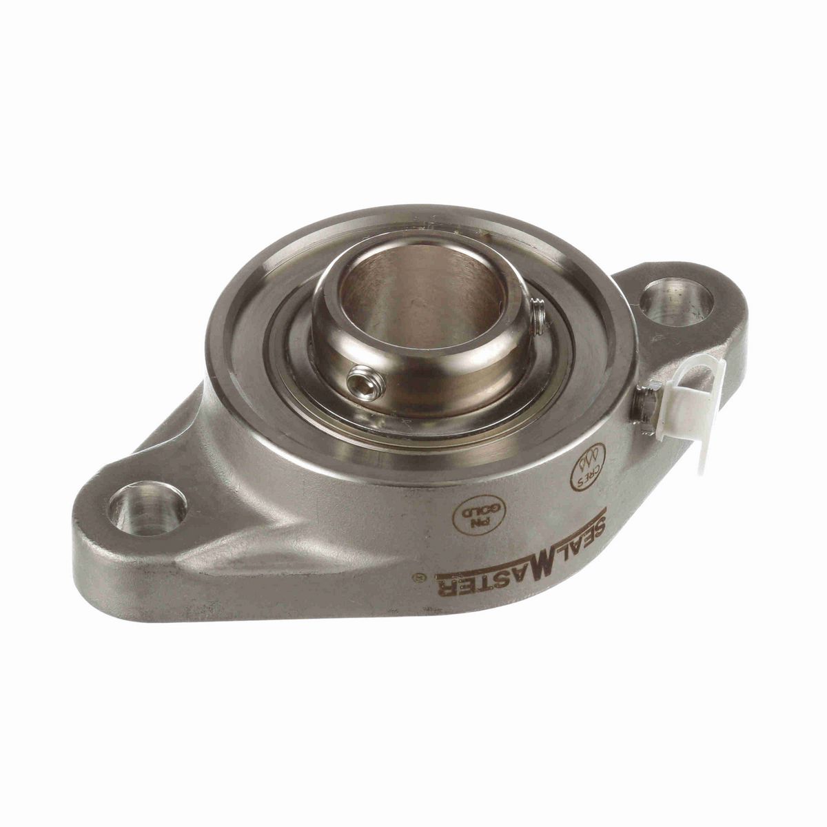 Sealmaster Mounted Stainless Steel Two Bolt Flange Ball Bearing - 52100 Bearing Steel, Phosphorus Nickel Coated - Setscrew Lock - Corrosion Resistant - CRFTS-PN10