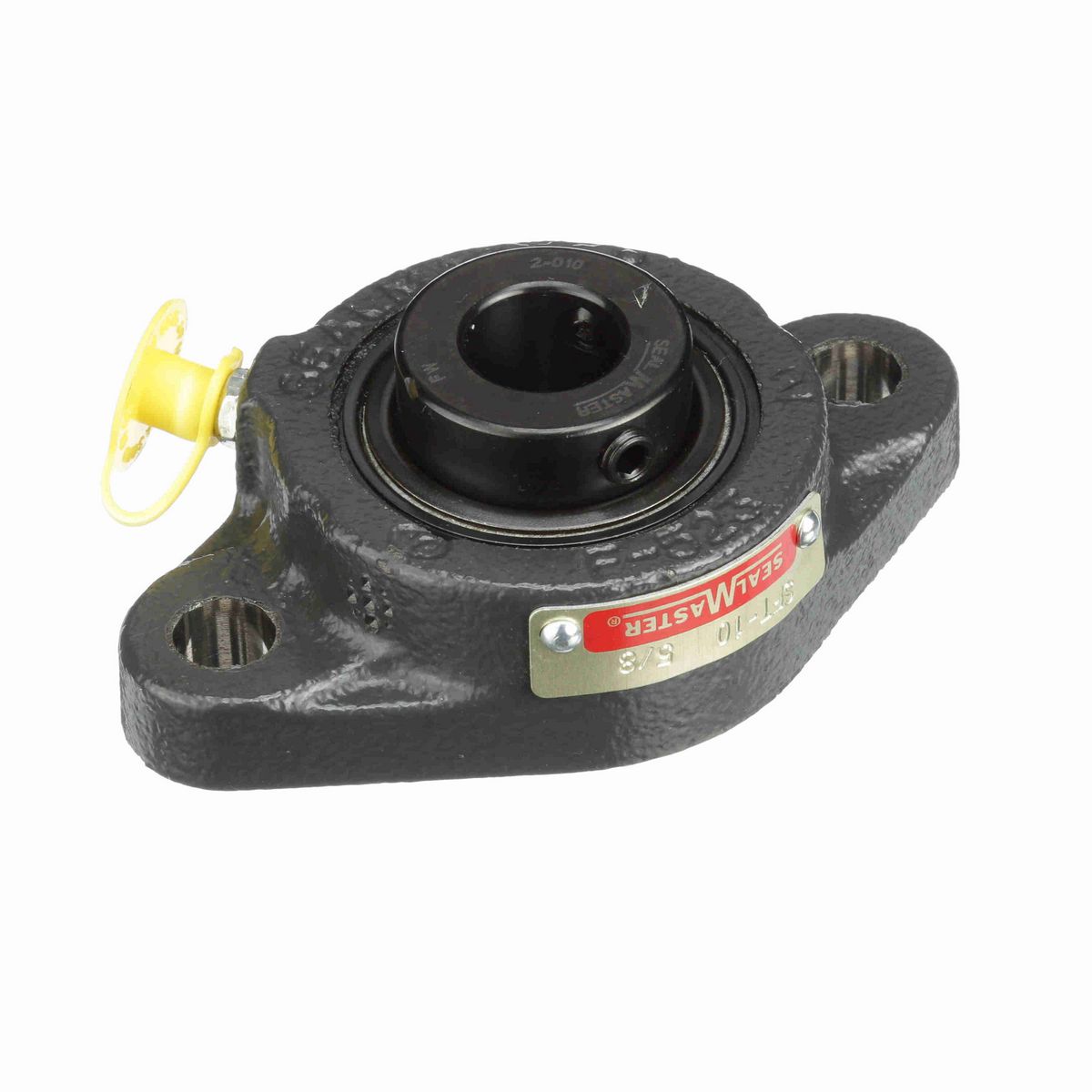 Sealmaster Mounted Cast Iron Two Bolt Flange Ball Bearing - 52100 Bearing Steel, Black Oxided - Setscrew Lock - SFT-10