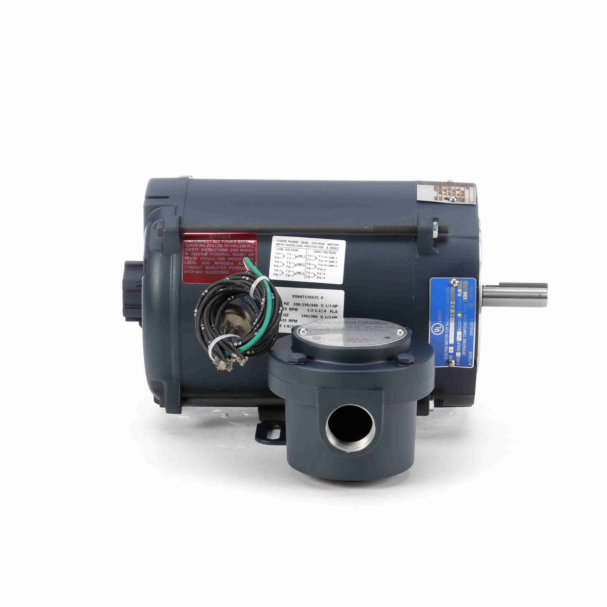 LEESON Explosion Proof Motor, 0.33 & 0.33 HP, 3 Ph, 60 & 50 Hz, 208-230/460 & 190/380 V, 1800 & 1500 RPM, 56C Frame, EPNV - 114626.00