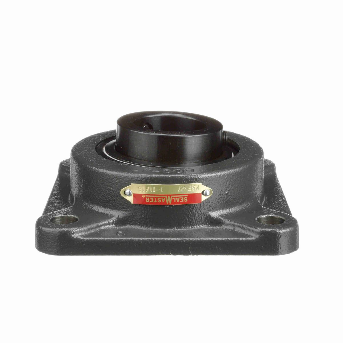 Sealmaster Mounted Cast Iron Four Bolt Flange Ball Bearing - 52100 Bearing Steel, Black Oxided - Setscrew Lock - MSF-27