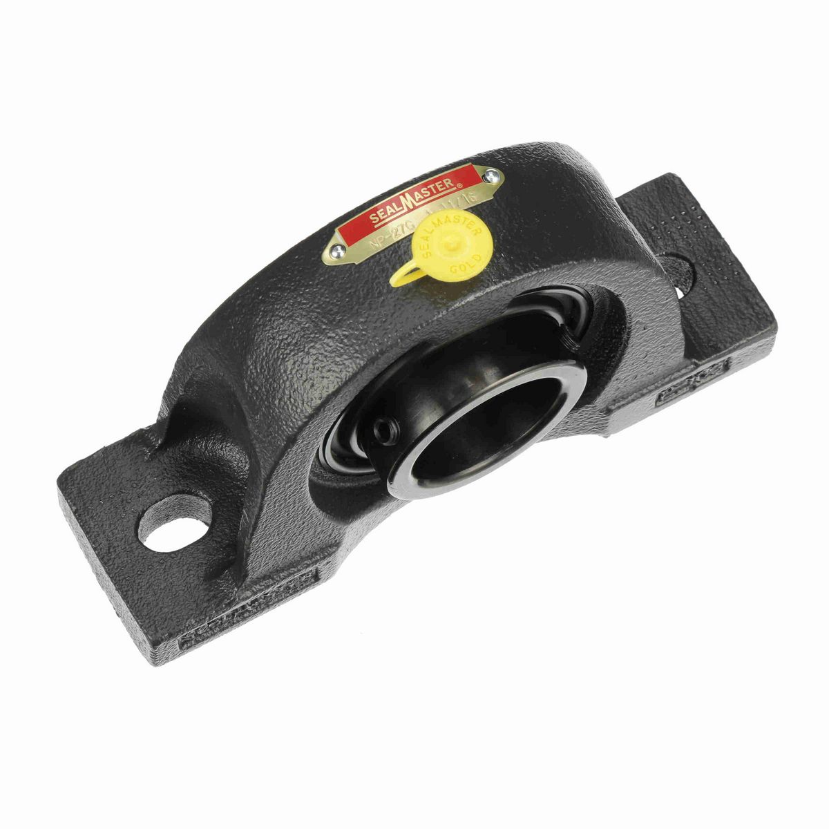 Sealmaster Mounted Cast Iron Two Bolt Pillow Block Ball Bearing - 52100 Bearing Steel, Black Oxided - Setscrew Lock - NP-27C