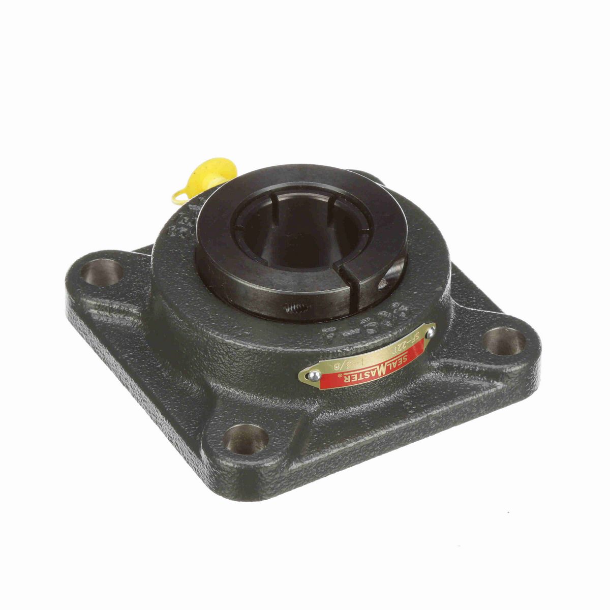 Sealmaster Mounted Cast Iron Four Bolt Flange Ball Bearing - 52100 Bearing Steel, Black Oxided - Concentric Lock - SF-22T