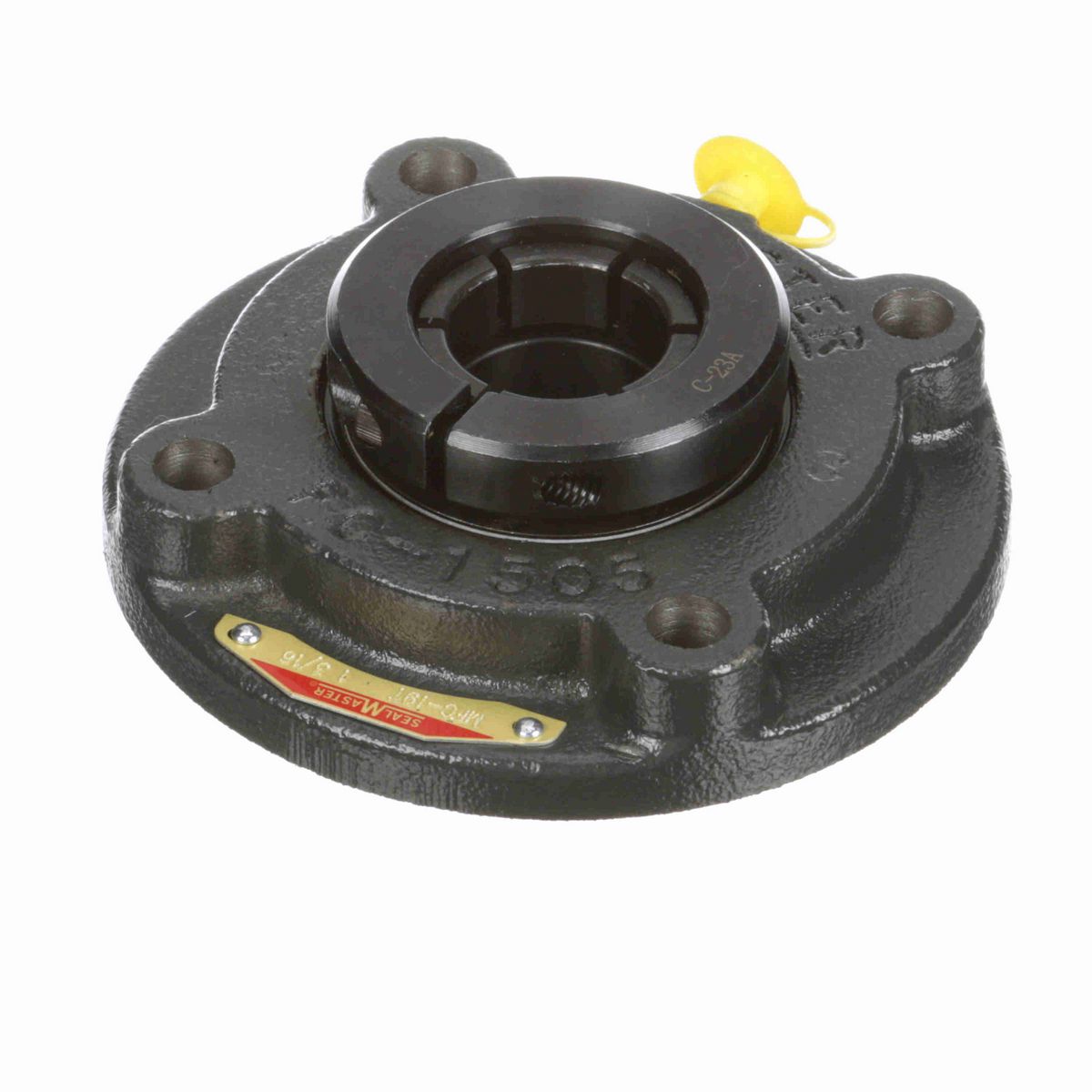 Sealmaster Mounted Cast Iron Flange Cartridge Ball Bearing - 52100 Bearing Steel, Black Oxided - Concentric Lock - MFC-19T