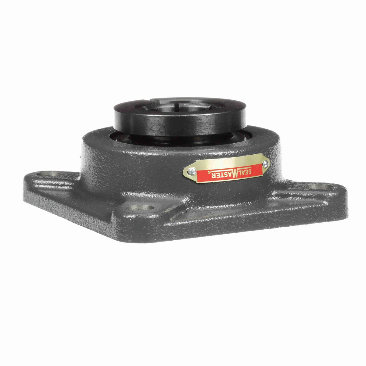 Sealmaster Mounted Cast Iron Four Bolt Flange Ball Bearing - 52100 Bearing Steel, Black Oxided - Concentric Lock - Air Handling Housing Fit, Noise Tested - SF-24T CXU