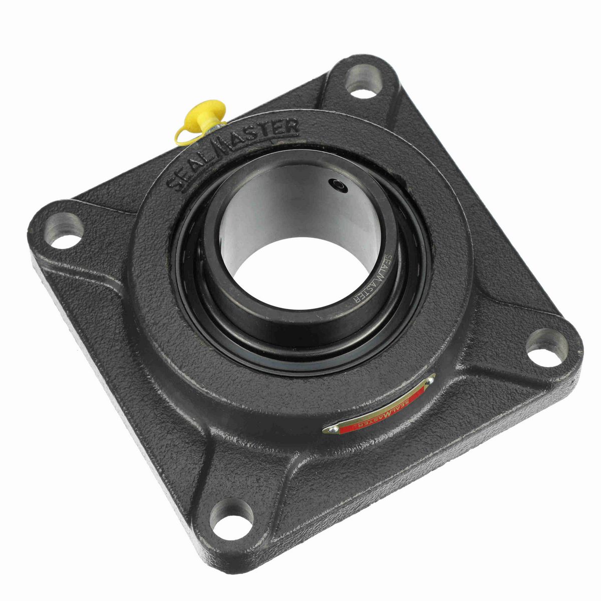 Sealmaster Mounted Cast Iron Four Bolt Flange Ball Bearing - 52100 Bearing Steel, Black Oxided - Setscrew Lock - SF-40C