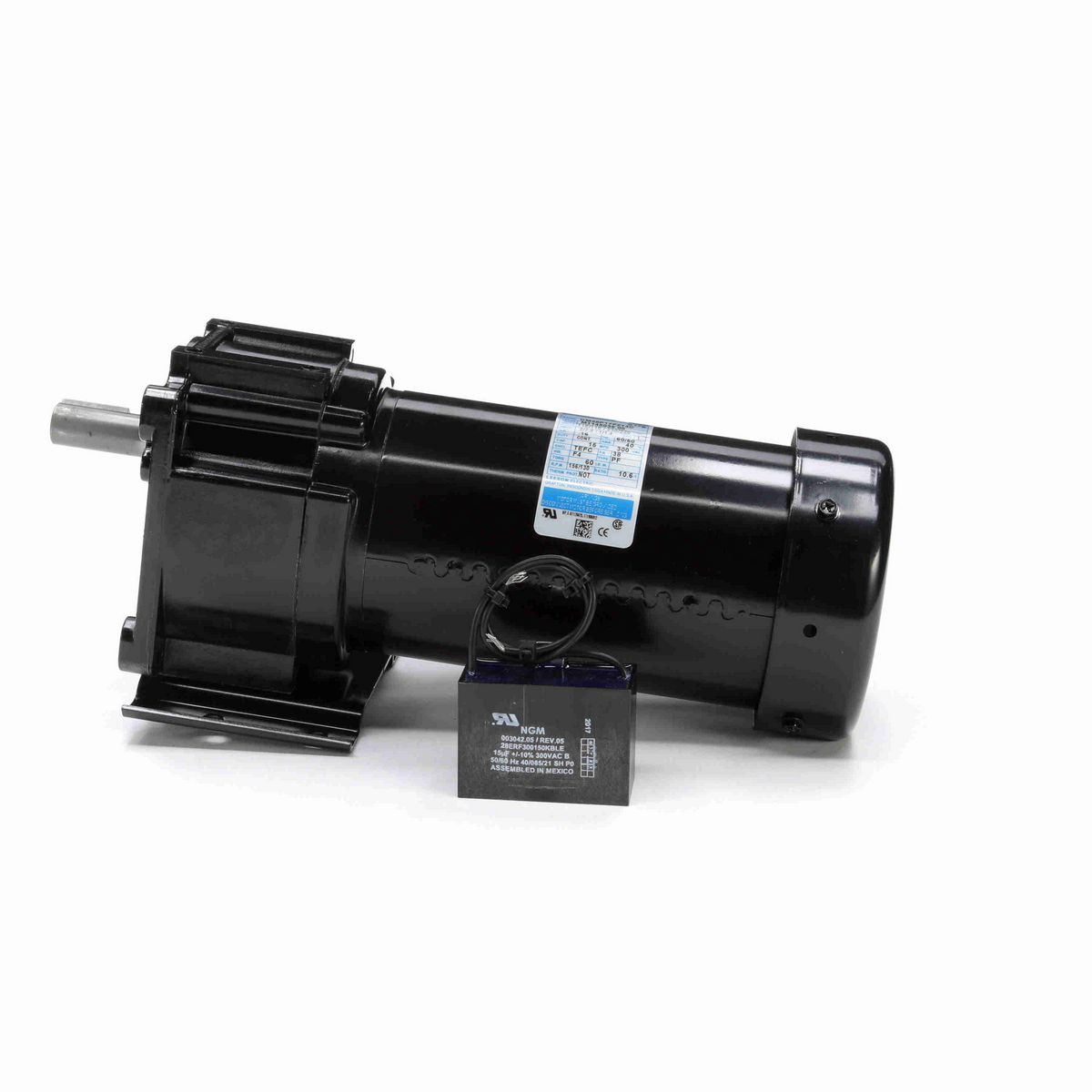 LEESON Parallel Shaft Gearmotor, 0.16 HP, 1 Ph, 60 Hz, 110 V, 156 RPM, 38 Frame, TEFC - M1145035.00