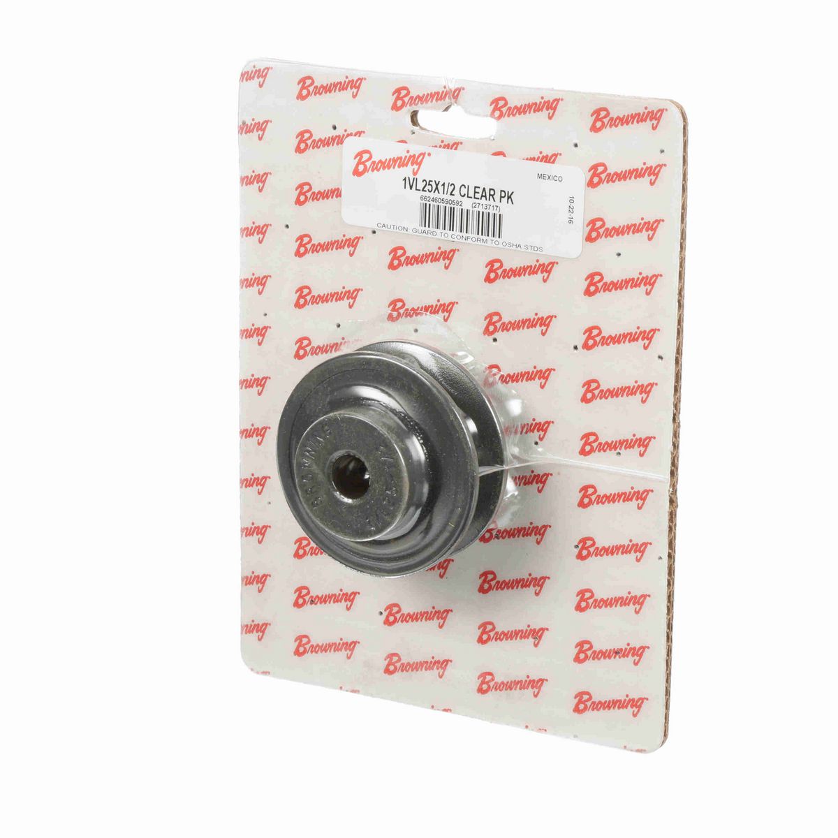 Browning 1 Groove Cast Iron Finish Bore FHP Variable Pitch Sheave Clear Pack - 1VL25X1/2 CLEAR PK