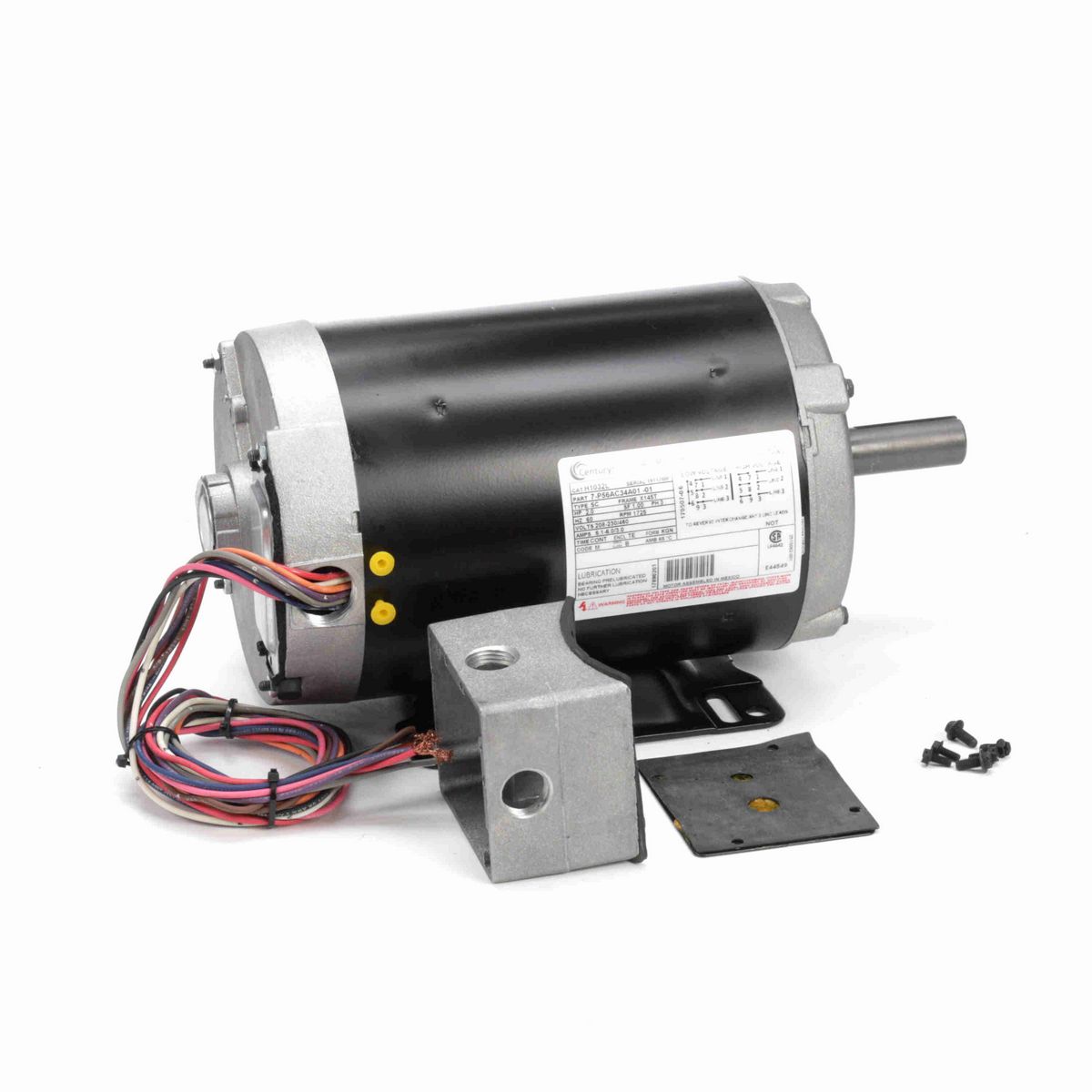 Century General Purpose Motor, 2.0 HP, 3 Ph, 60 Hz, 208-230/460 V, 1800 RPM, X145T Frame, TEAO - H1032L