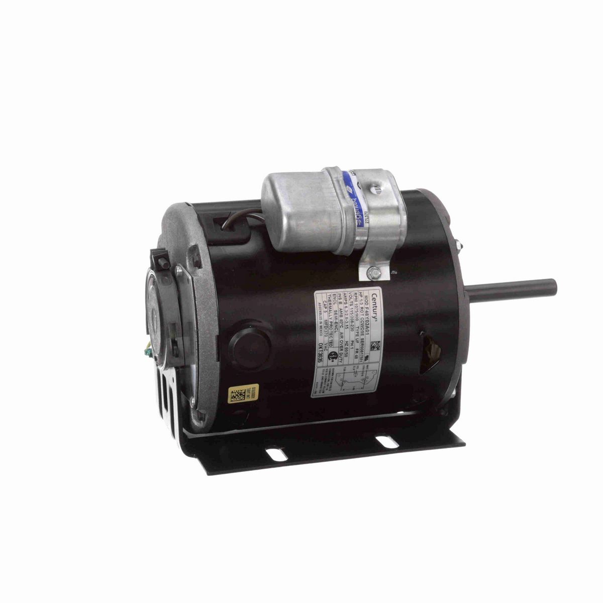 Century OEM Replacement Motor, 1/3 HP, 1 Ph, 60/50 Hz, 115/208-230 V, 1075/900 RPM, 1 Speed, 48 Frame, SEMI ENCL - OKT3035
