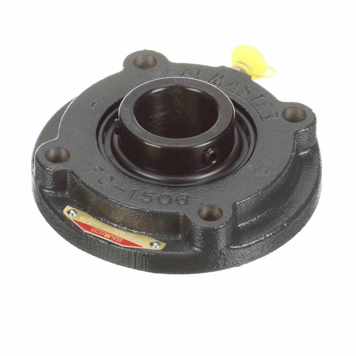 Sealmaster Mounted Cast Iron Flange Cartridge Ball Bearing - 52100 Bearing Steel, Black Oxided - Setscrew Lock - MFC-23C