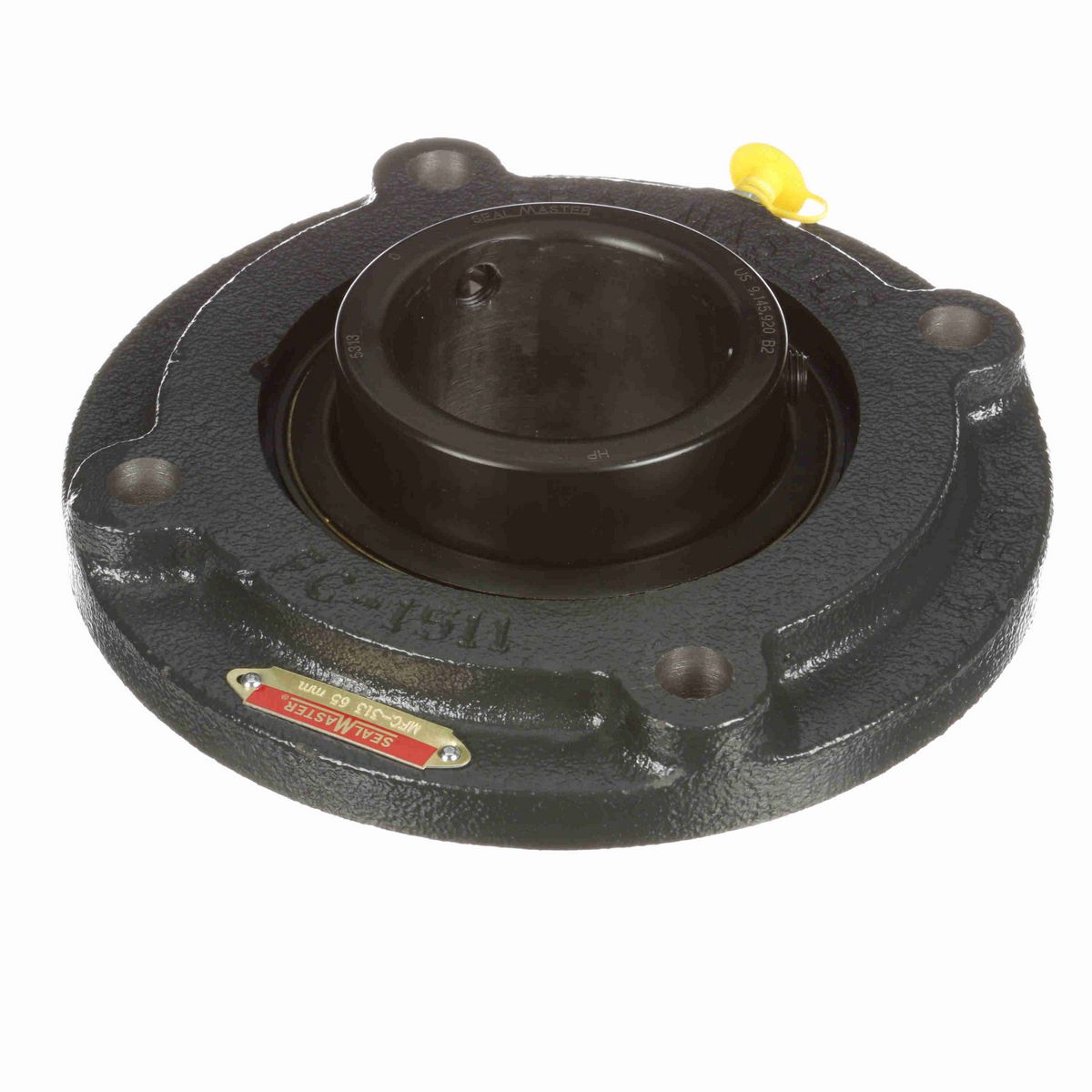 Sealmaster Mounted Cast Iron Flange Cartridge Ball Bearing - 52100 Bearing Steel, Black Oxided - Setscrew Lock - MFC-313