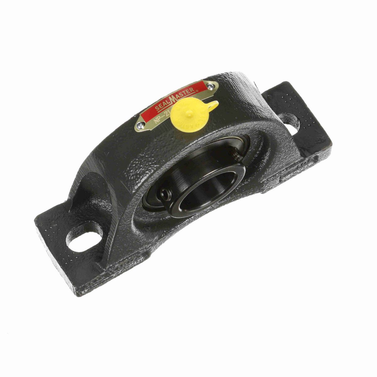 Sealmaster Mounted Cast Iron Two Bolt Pillow Block Ball Bearing - 52100 Bearing Steel, Black Oxided - Setscrew Lock - NP-21