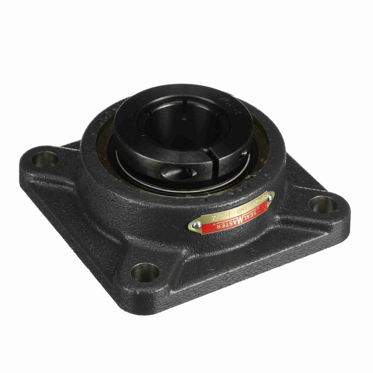 Sealmaster Mounted Cast Iron Four Bolt Flange Ball Bearing - 52100 Bearing Steel, Black Oxided - Concentric Lock - High Temperature - ESF-24T AMD