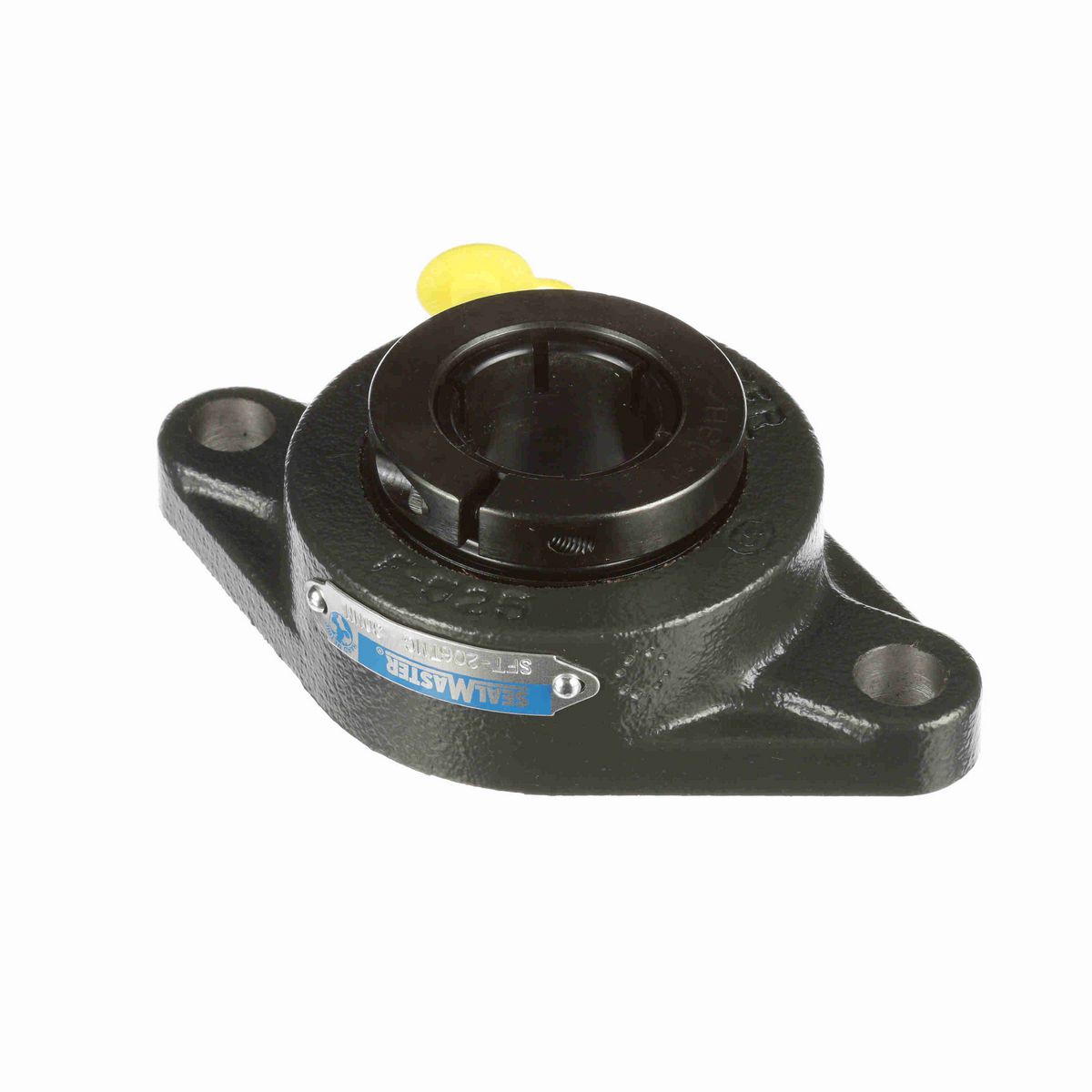 Sealmaster Mounted Cast Iron Two Bolt Flange Ball Bearing - 52100 Bearing Steel, Black Oxided - Concentric Lock - SFT-206TMC