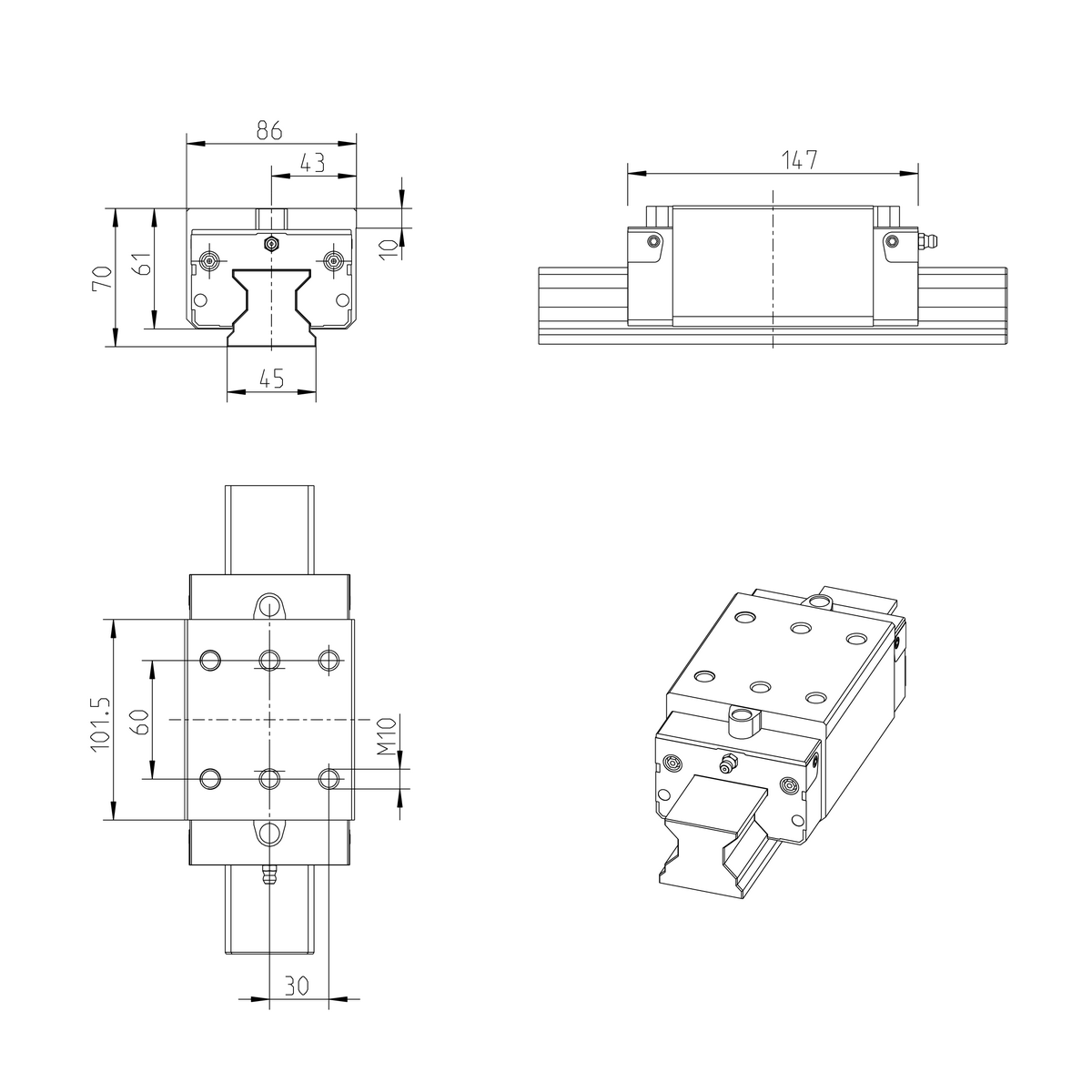 Роликовая каретка из углеродистой стали Bosch Rexroth RWD-045-SNH-C2-P-2 [R18214222X]