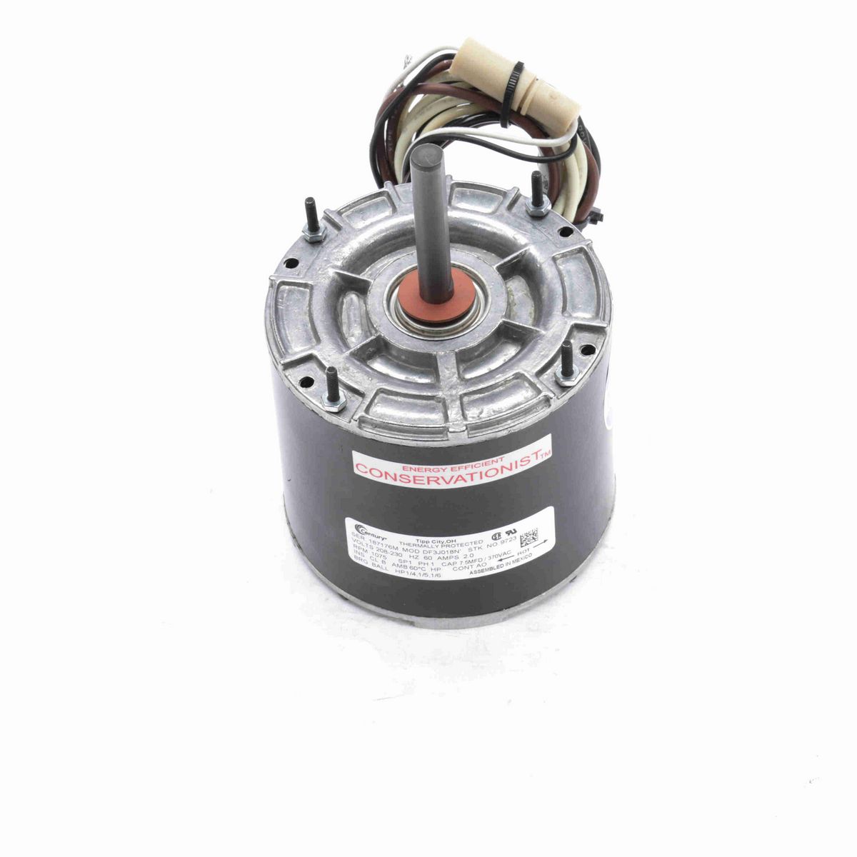 Century MULTIFIT® Condenser Fan Motor, 1/4-1/5-1/6 HP, 1 Ph, 60 Hz, 208-230 V, 1075 RPM, 1 Speed, 42 Frame, TEAO - 9723