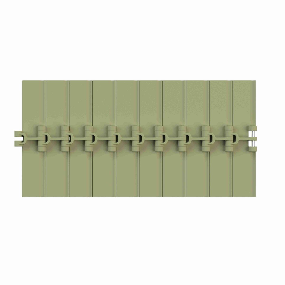 Rexnord 820 Straight Running Solid Top, Material: Green Abrasion Resistant Polyamide, Width: 7.5in, Pitch: 1.5in - 81431525